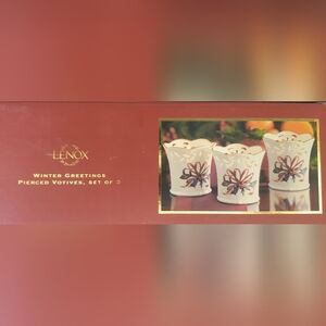 Lenox Winter Greetings Set Of 3 Votivrs. NEW in Original Box